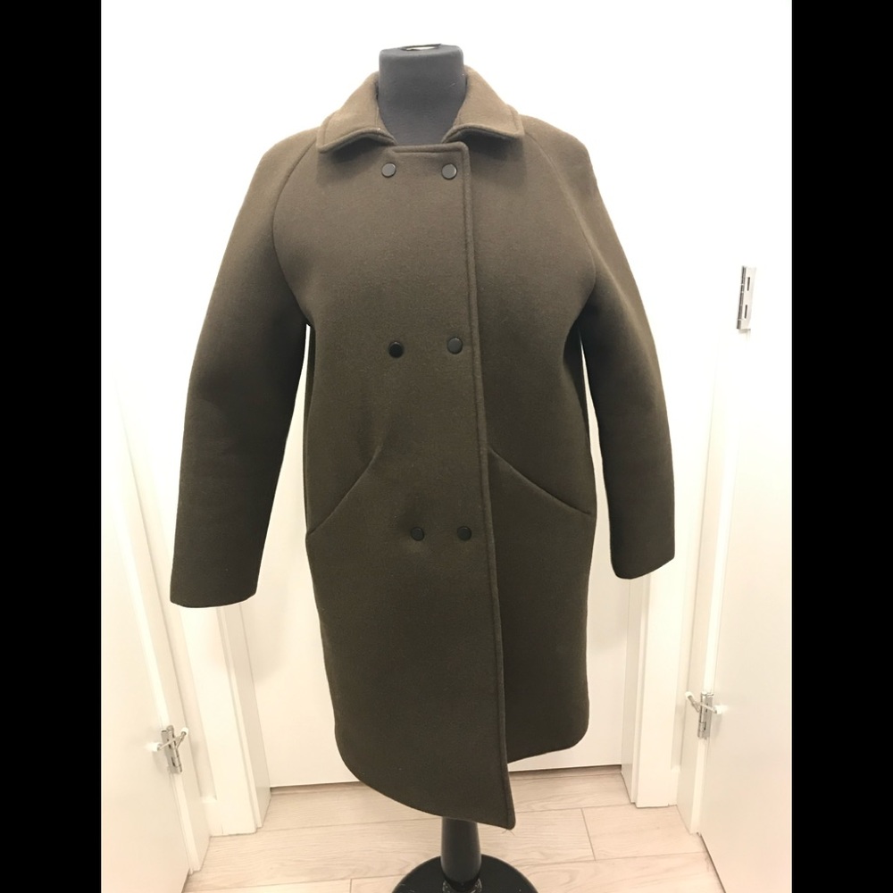 oak + fort Unisex Olive green wool coat S